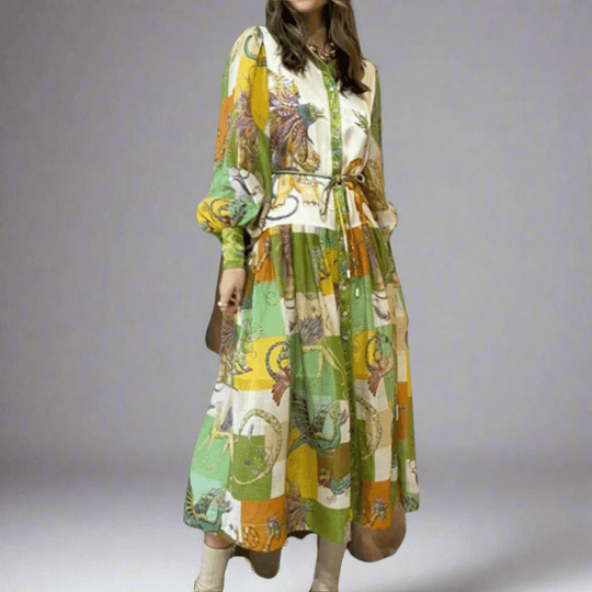 Veleda | Robe longue haut de gamme avec élégant col en V