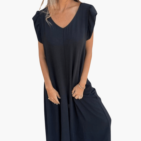 Zita | Robe longue à imprimé léopard et col en V